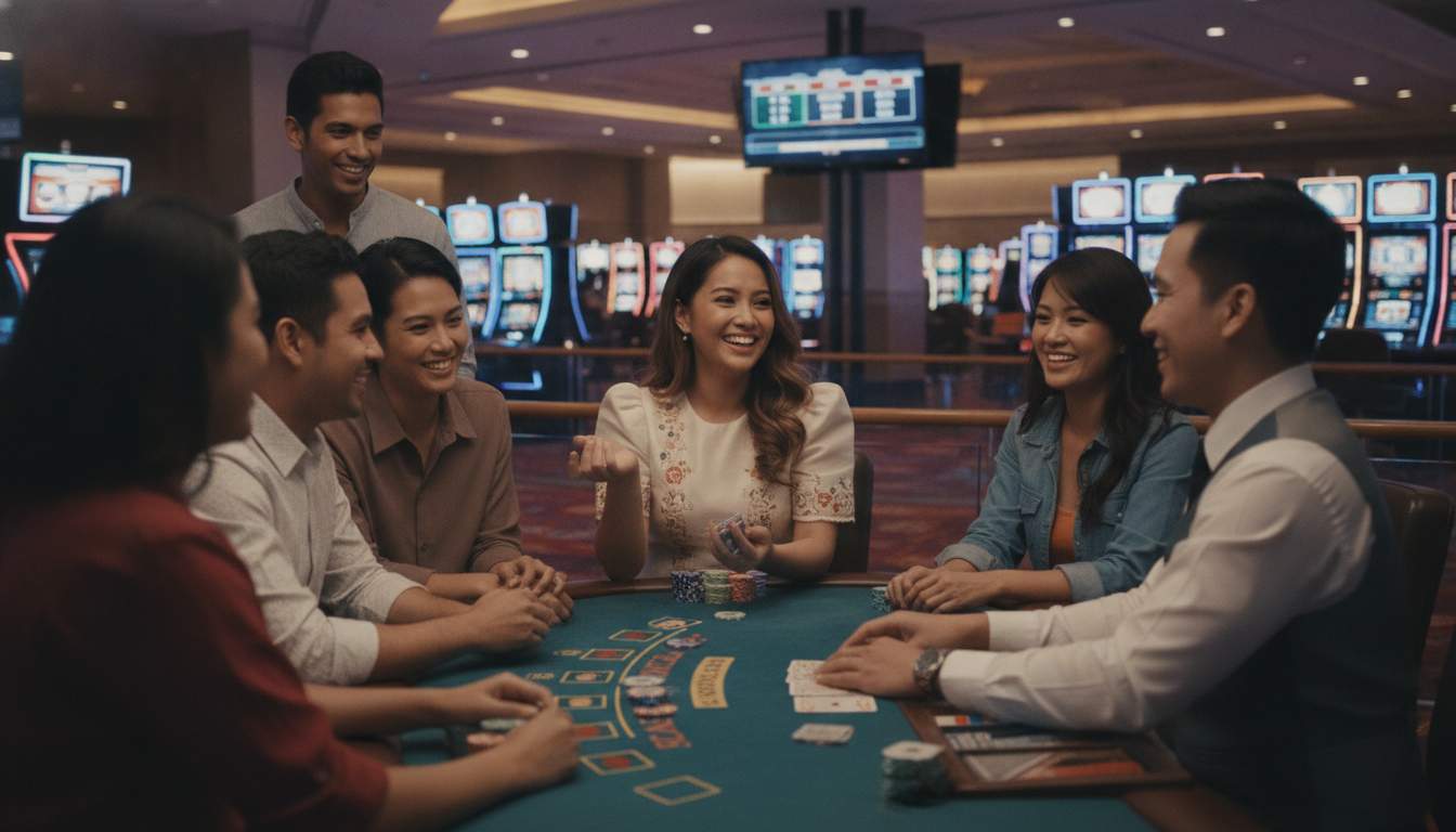 A live casino table with a professional dealer