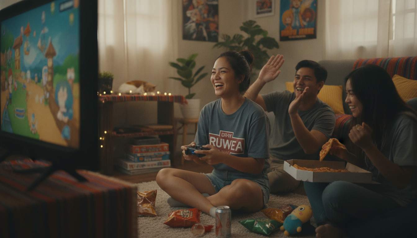 A woman from the Philippines enjoying online gaming
